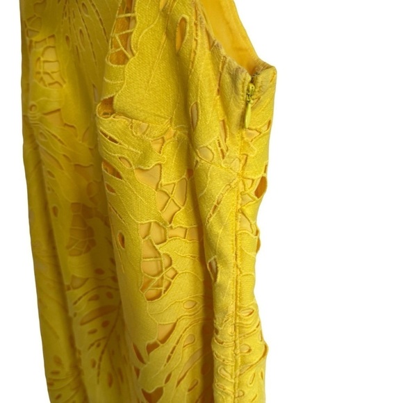 Banana Republic Leaf Lace Yellow Mini Sheath Dress, Size 2P - Picture 6 of 9
